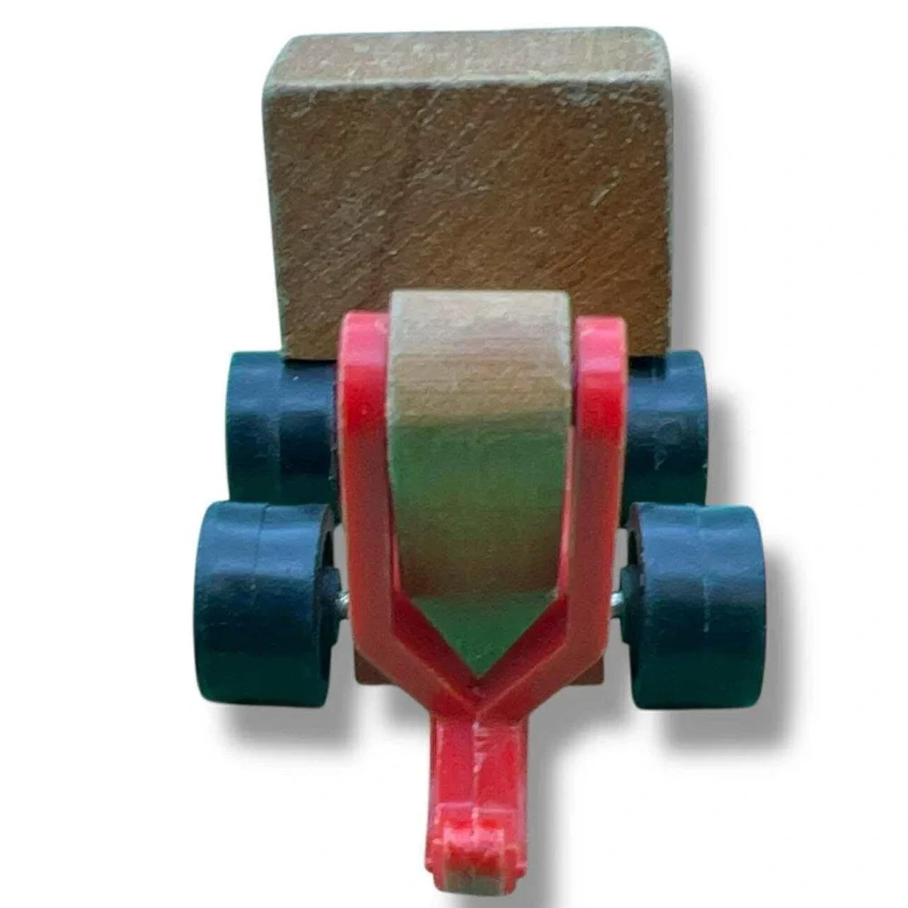 Vintage Wooden Toy‎ Construction Vehicle Set Forklift Tow Truck Tanker 3pc Lot